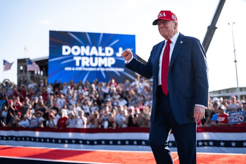 President Trump raising a fist at a rally