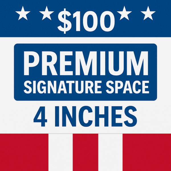 Thank You 47 - $100 Premium Signature Space